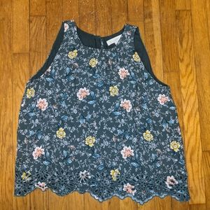 Loft Women's Blouse, Medium, Green Floral